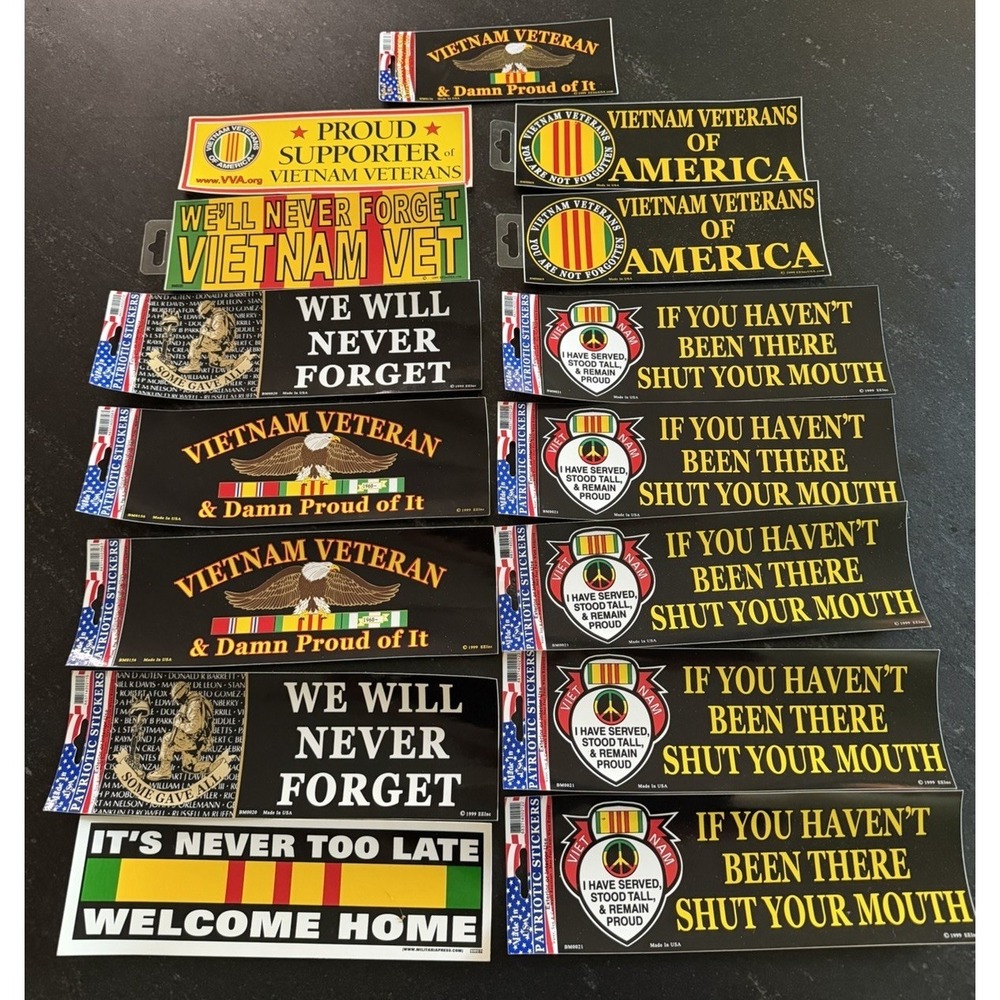 Vintage‎ Vietnam Veteran Bumper Sticker Lot 15 NOS Military Patriotic USA 1999